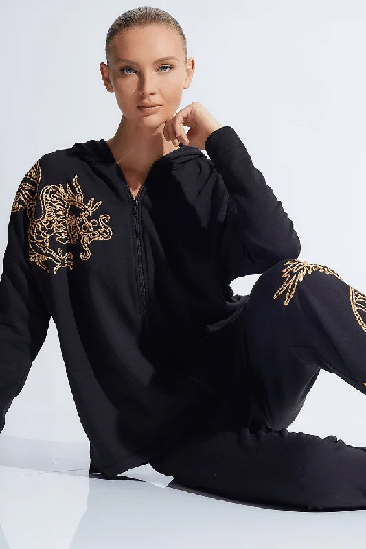 Low Prices Cocoon Embroidered Dragon Hoodie