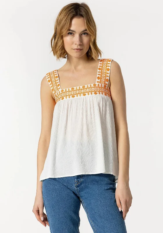 Best Seller Tiffosi Janis Embroidered Crepe Vest Top, White