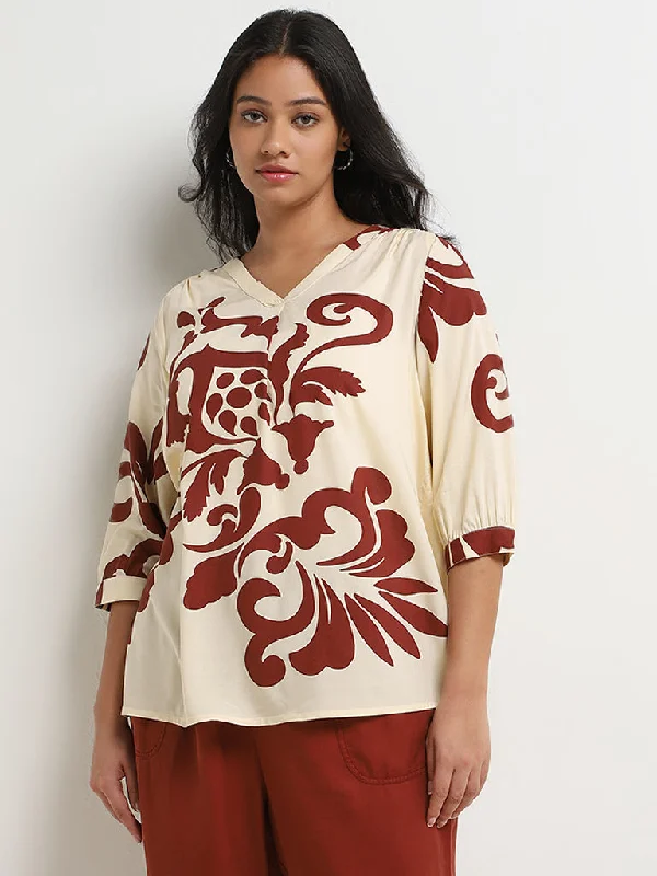 Value Pack Gia Light Beige Printed Blouse