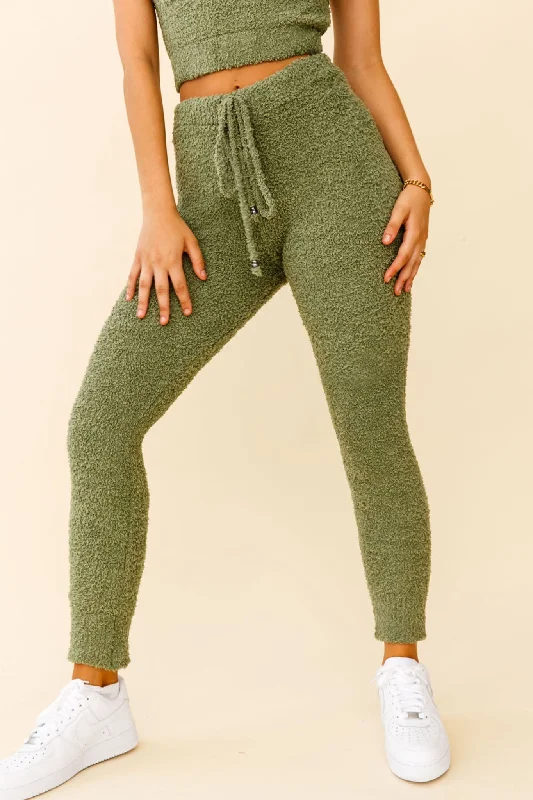 Price Drop My Girl Fuzzy Knit Jogger Pants Sage