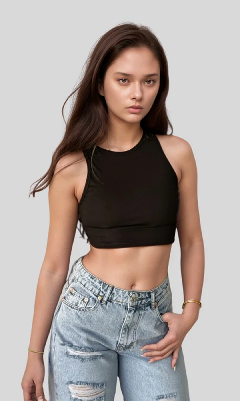 Weekend Offers That Tempt Women Crop Tank Top (Black)