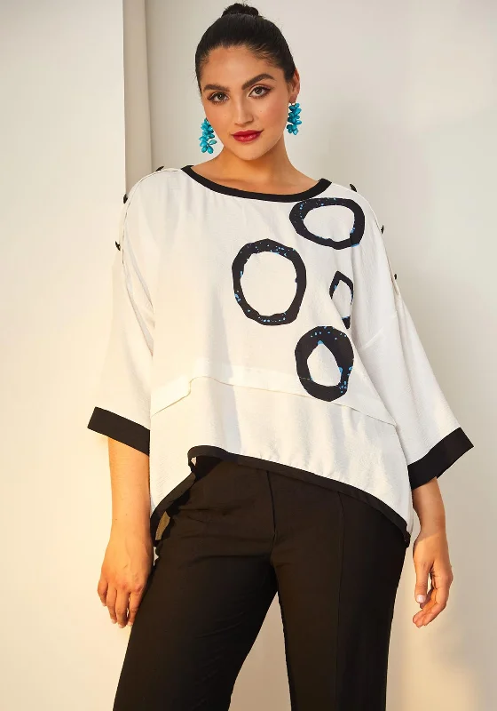 Exclusive Access Ora Circle Print Oversize Top, White & Black