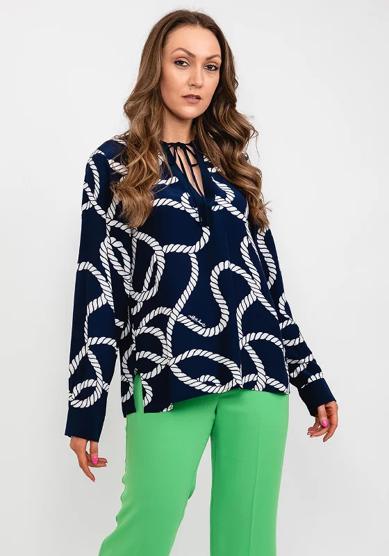 Don't Miss Tommy Hilfiger Womens Rope Print Blouse, Navy