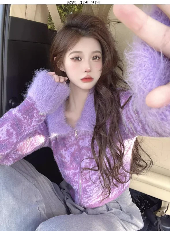 Weekend Special Purple chic top sweater women's coat     S3410