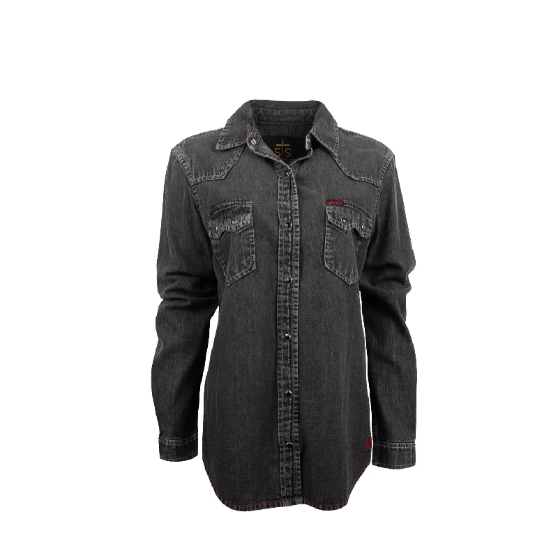 Weekend Deals That Impress STS Ranchwear Womens Jhett Black Denim 100% Cotton L/S Shirt Weekend Deals That Impress STS Ranchwear Womens Jhett Black Denim 100% Cotton L/S Shirt