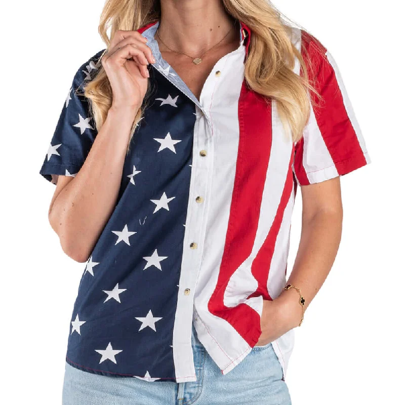 Buy More, Save More Women's Stars and Stripes 100% Cotton Short Sleeve Top