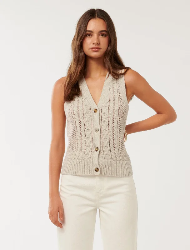 Super Savings Sofia Cable Knit Waistcoat