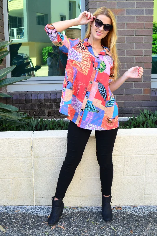 Weekend Deals That Dazzle Quilted Pocket High Collar Tunic Shirt