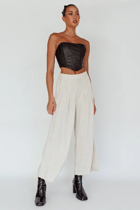 Lowest Rates Backstage Pleated Wide Leg Pants Oat