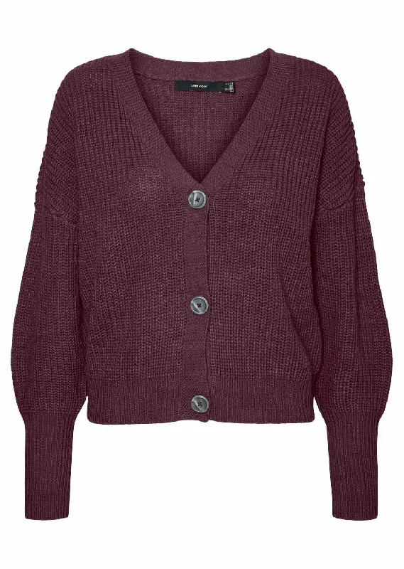 Savings Alert Lea Button Knit Cardigan in Wine