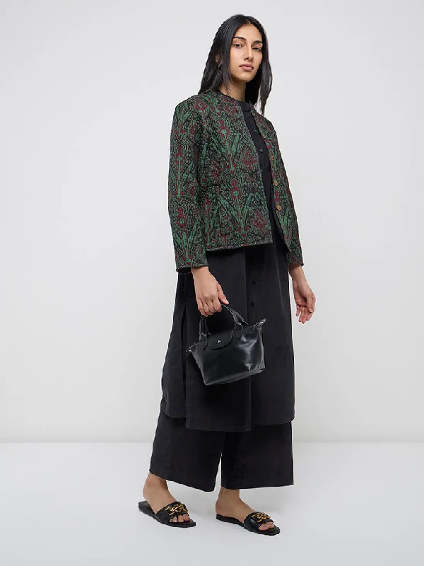 Extra Savings Utsa Green Ikat Design Cotton Quilted Jacket