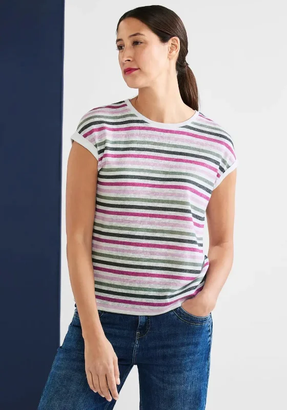 Deal of the Week Street One Melange Striped T-Shirt, Off White