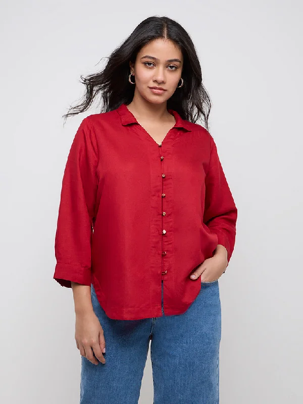 Midnight Madness Gia Red High-Low Blouse