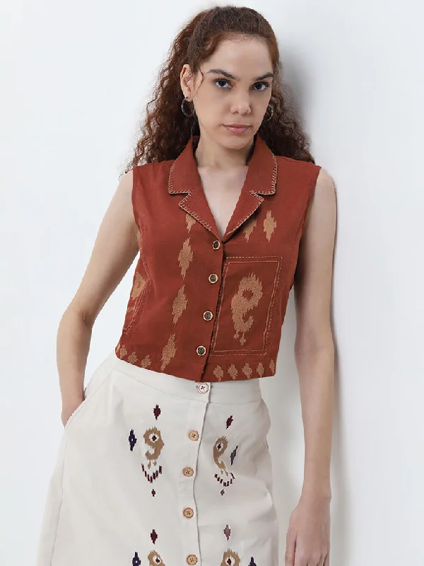 Special Discount Bombay Paisley Dark Brown Ikat Printed Cotton Shirt