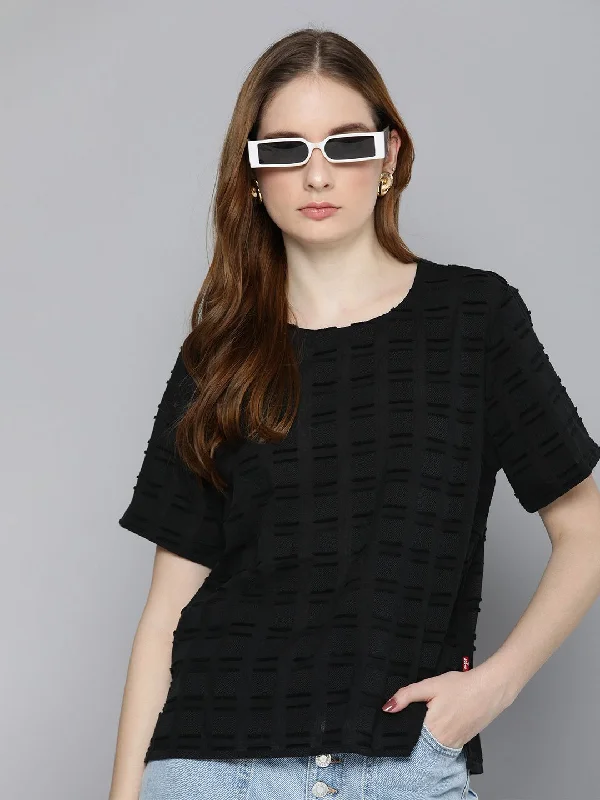 Value Deals Women's Checked Round Neck T-shirt