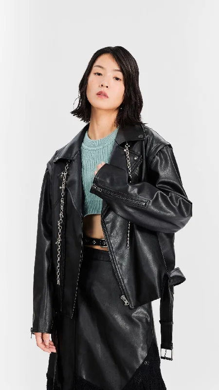 The Best Deal 2 In 1 Faux Leather Biker Jacket