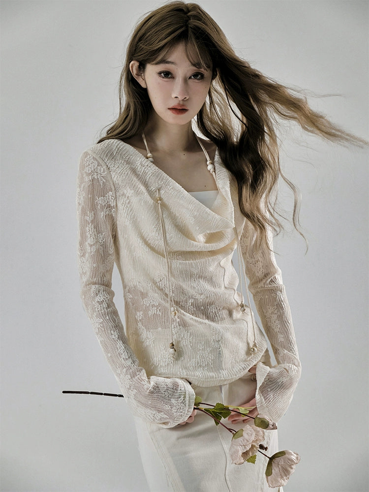 Extra Savings LONG SLEEVE LACE BLOUSE [S0000009244]