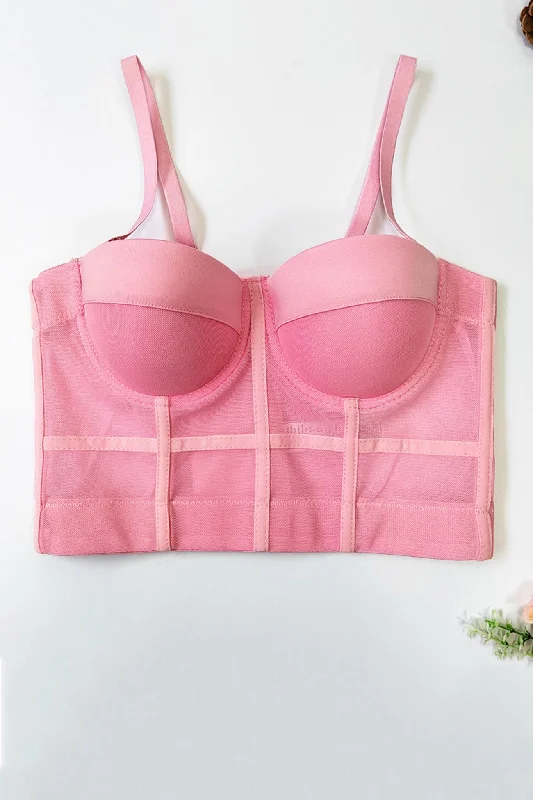 Weekend Discounts to Celebrate Mesh Patchwork Corset Cami Top