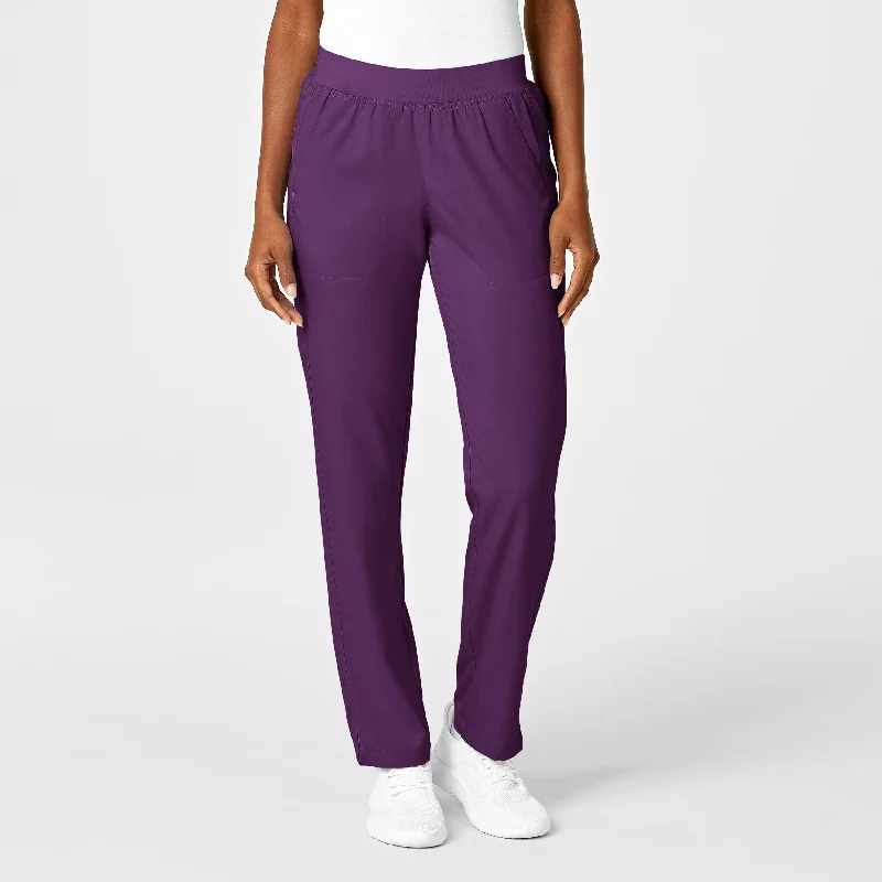Steal Deal PRO Women's Knit Waist Cargo Scrub Pant - Eggplant