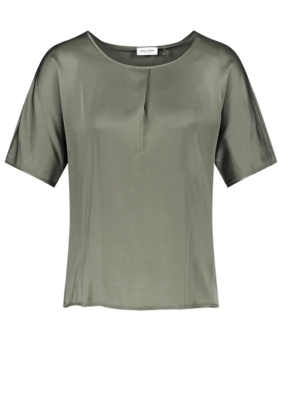 Weekend Specials to Indulge In Gerry Weber Satin Front Torso Top, Khaki