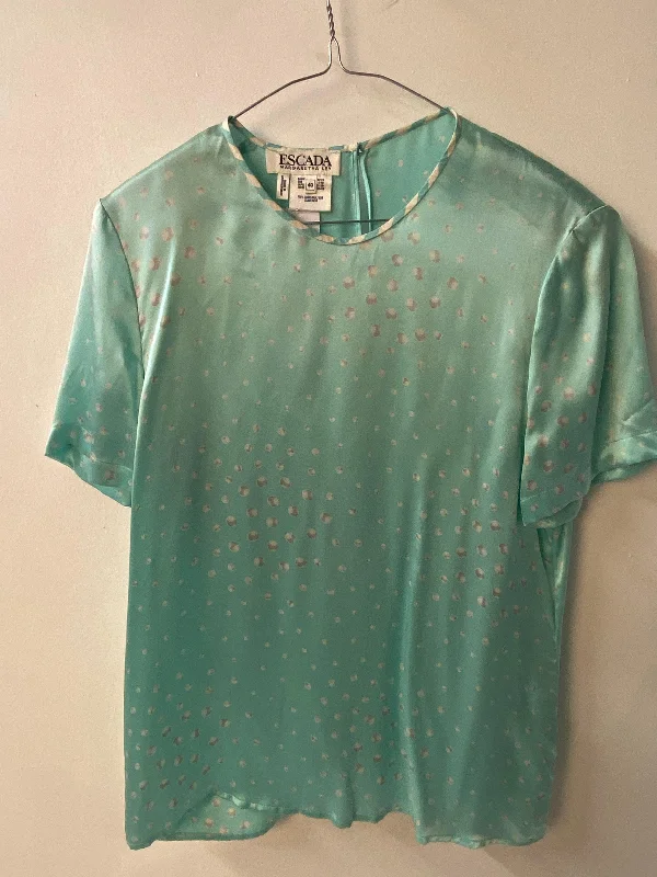 Mega Discount Escada Margaretha Ley Short Sleeve Top Silk Green UK size12