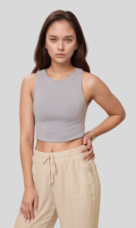 Weekend Bargains Await You Women Crop Tank Top (Grey)
