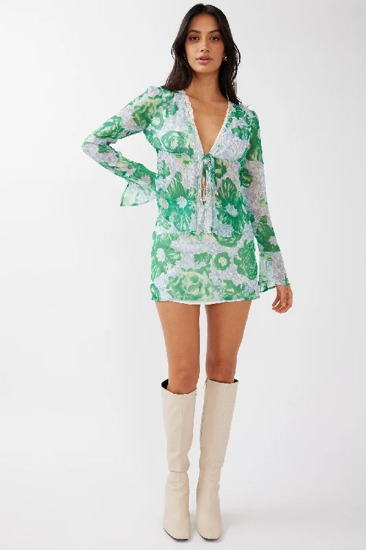 Limited Stock Sincerity Mini Skirt Floral Print Green