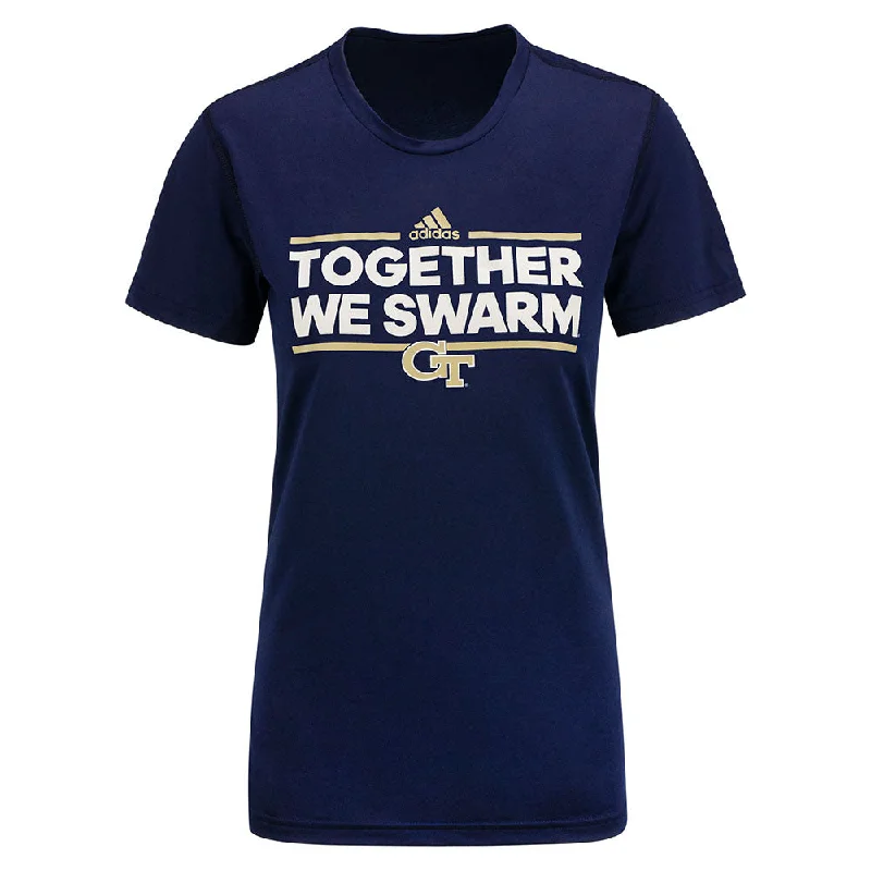 Celebrate the Weekend with Discounts Ladies Georgia Tech Yellow Jackets Adidas Swarm Crew T-Shirt Celebrate the Weekend with Discounts Ladies Georgia Tech Yellow Jackets Adidas Swarm Crew T-Shirt