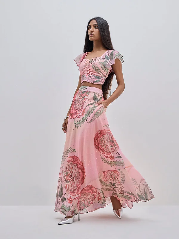 Your Weekend, Your Savings Vark Peach Botanical Printed Top