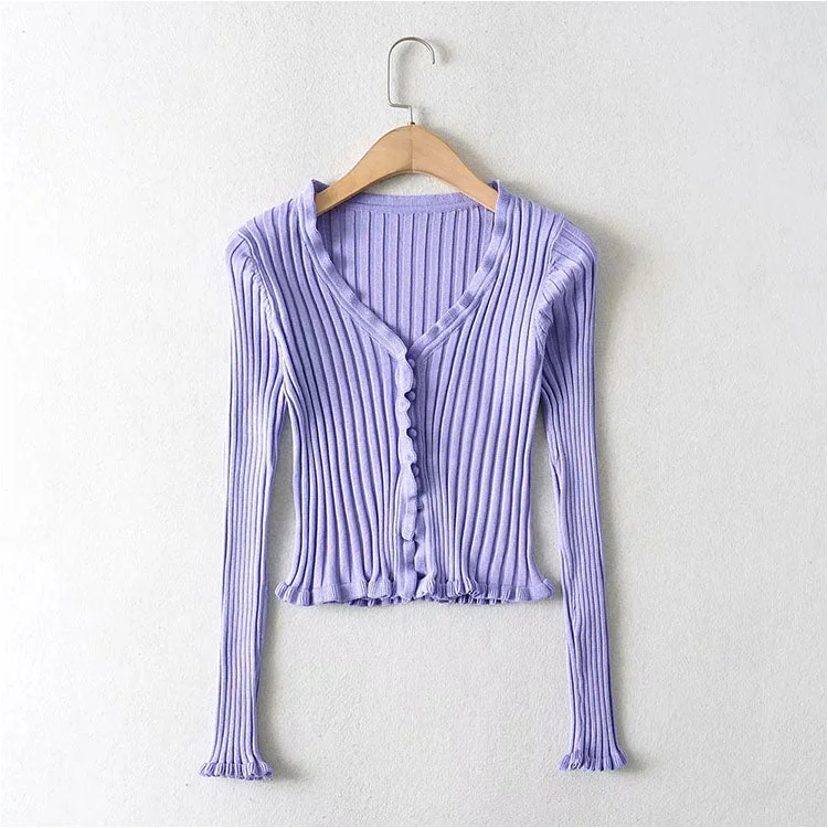 Weekend Savings Bonanza Vintage fungus edge sweater slim high waist top  7181