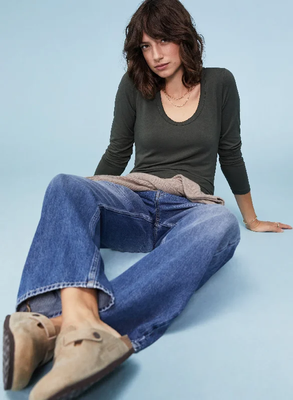 Super Deal Fallon Long Sleeve Scoop Neck Top