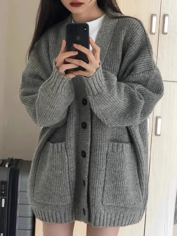 Major Savings gray knitted sweater coat cardigan women's top     S3394