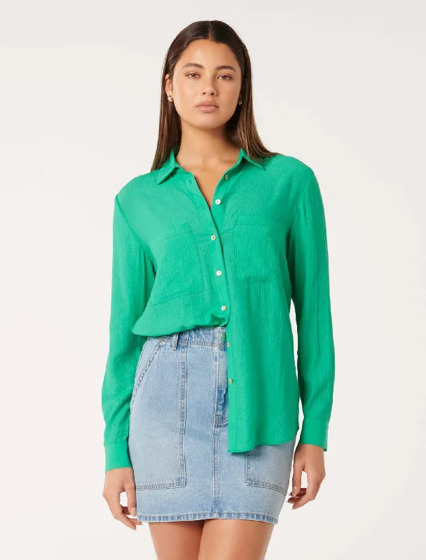 Super Deal Selina Crinkle Resort Shirt