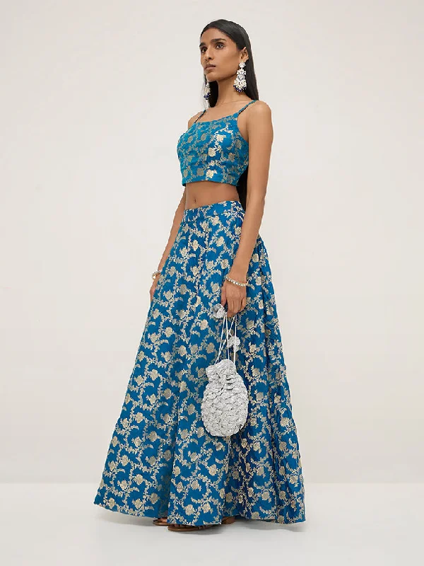 Special Savings Vark Blue Brocade Design Blouse