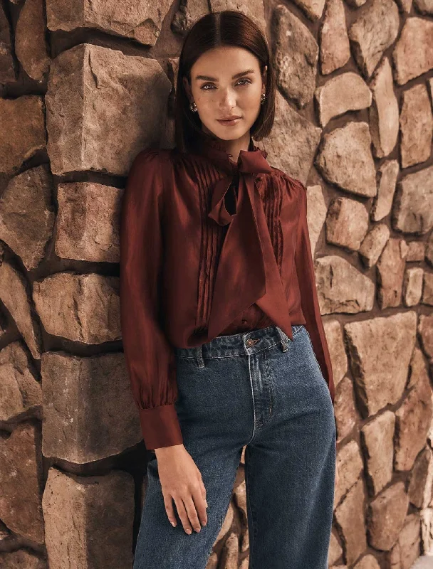 Act Now Naomi Neck Tie Blouse