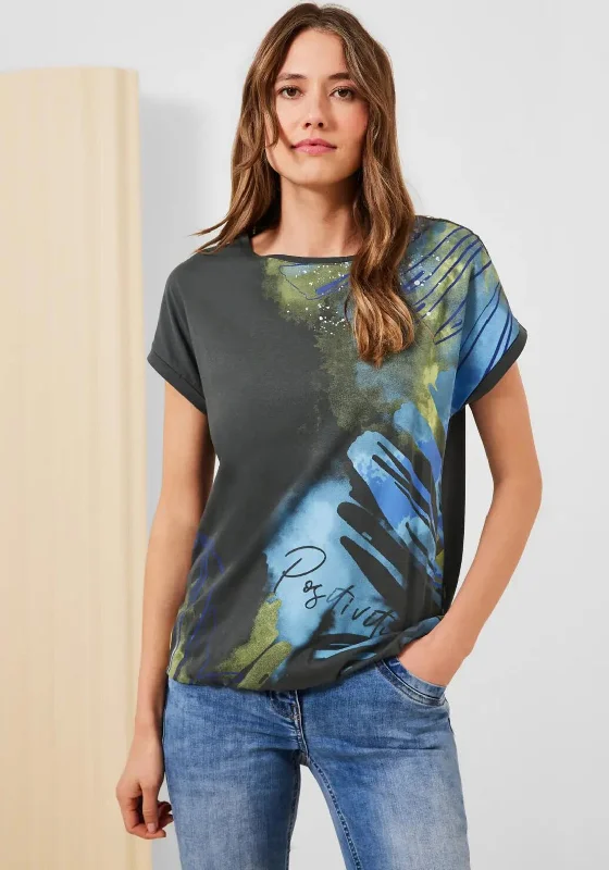 Weekend Specials to Indulge In Cecil Boat Neck Printed T-Shirt, Khaki