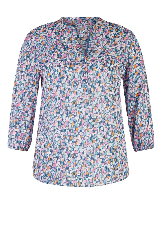 Weekend Specials to Enjoy Rabe Spotty Print Tunic Neck Blouse, Multi