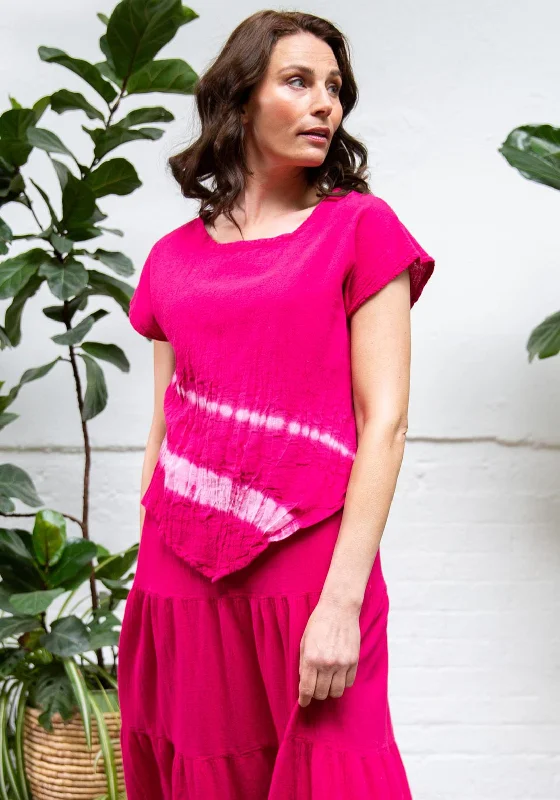 Weekend Deals That Wow One Life Grace Tie Dye Top, Fuchsia