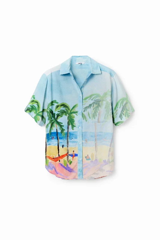 Best Deals Desigual Oversize Tropical Linen Over Sized Shirt