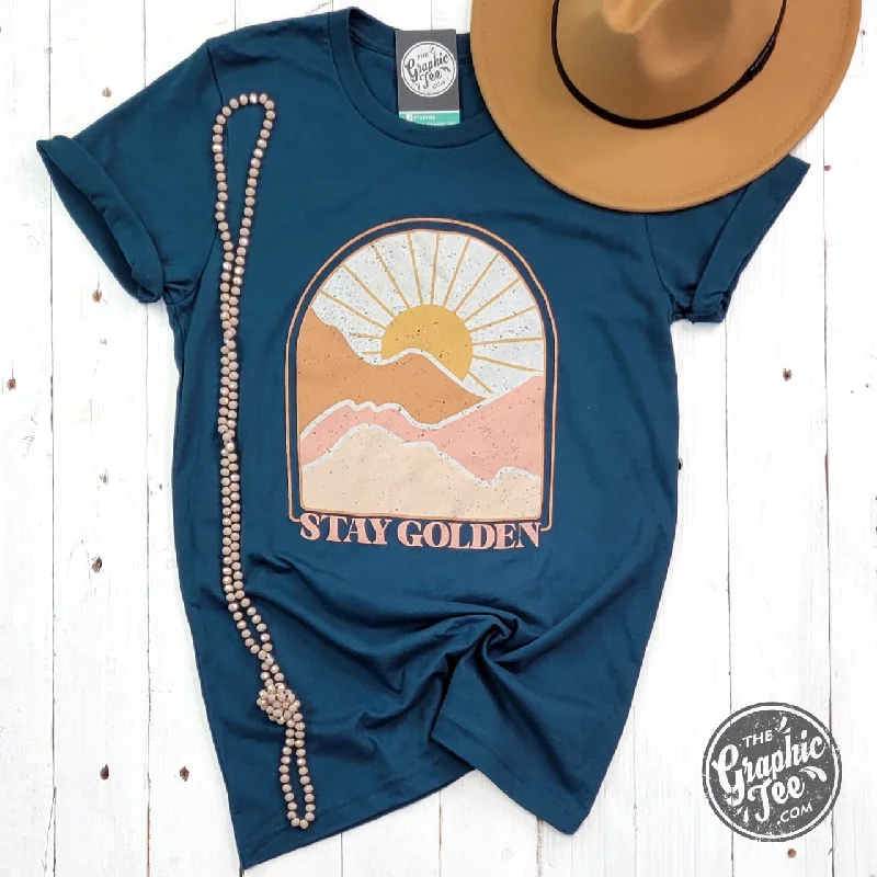 Hot Deal Stay Golden Atlantic Color Short Sleeve Tee