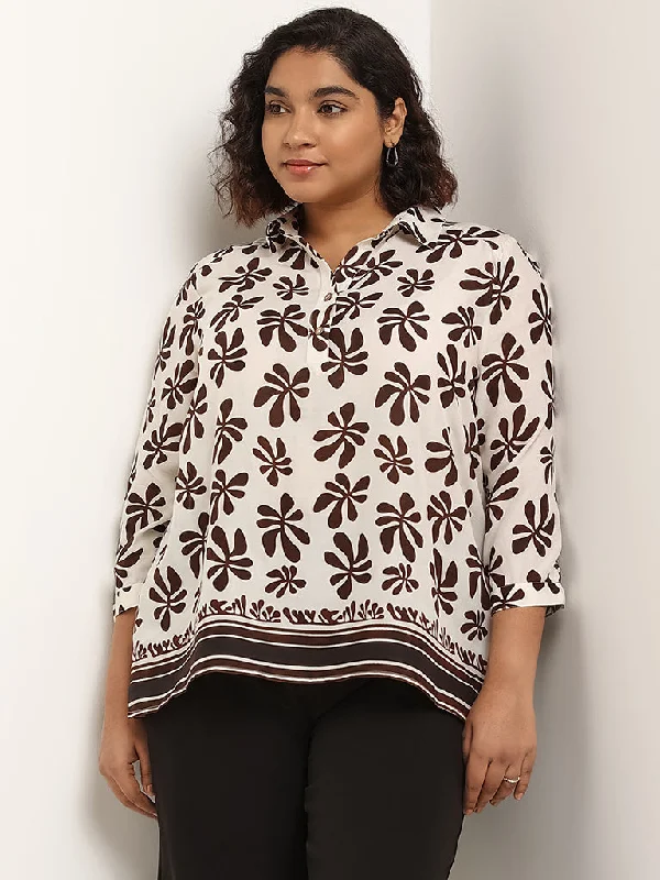 Members Only Gia White Printed Blouse