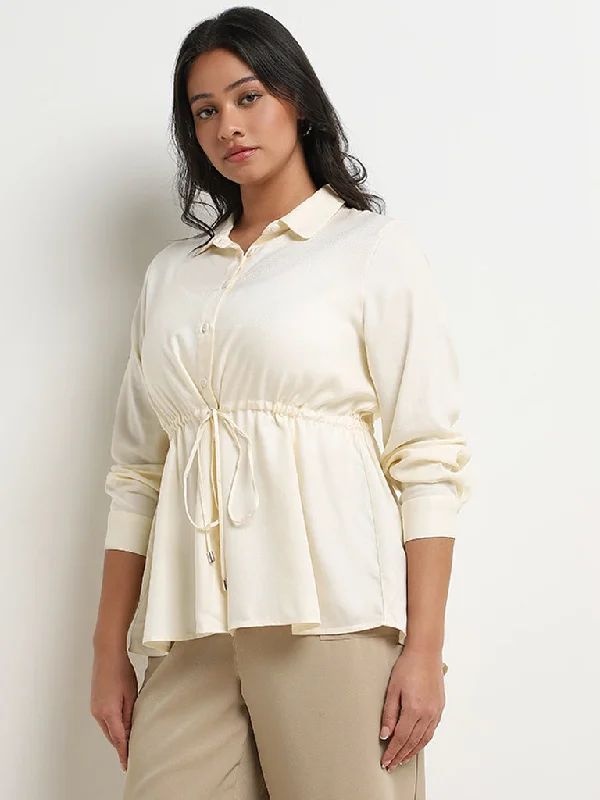 Deal of the Day Gia Off-White Peplum Shirt