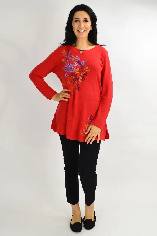 Early Bird Discount Orange Windmill Flower Tunic Top