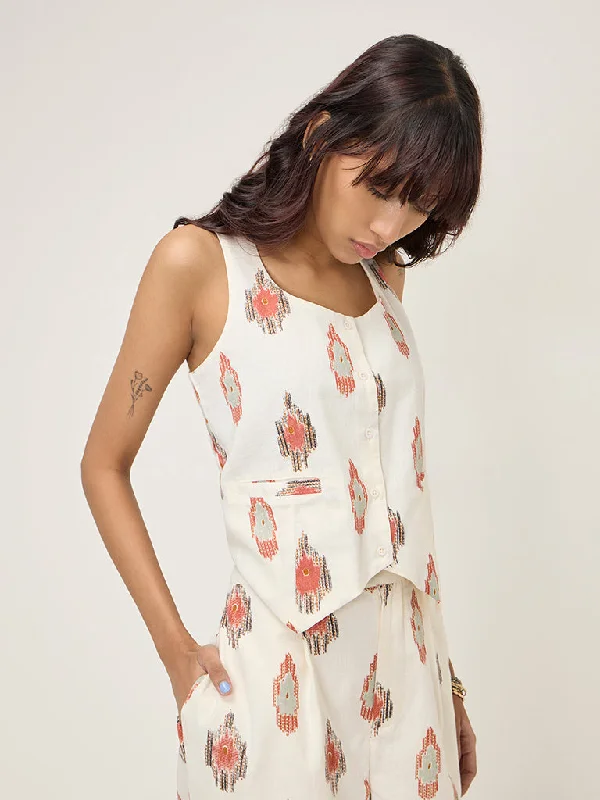 Must-Have Deals Bombay Paisley Off-White Printed Cotton Blend Top