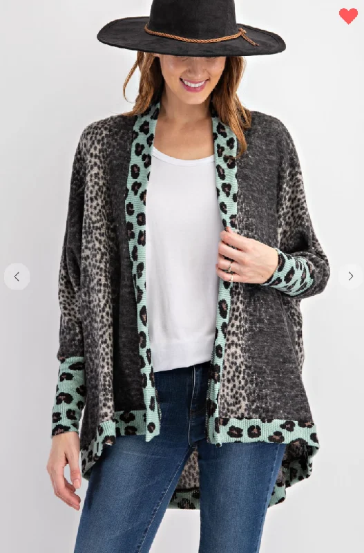 Savings Spectacular Animal Printed Mire Brushed Open Cardigan  - 2 Colors