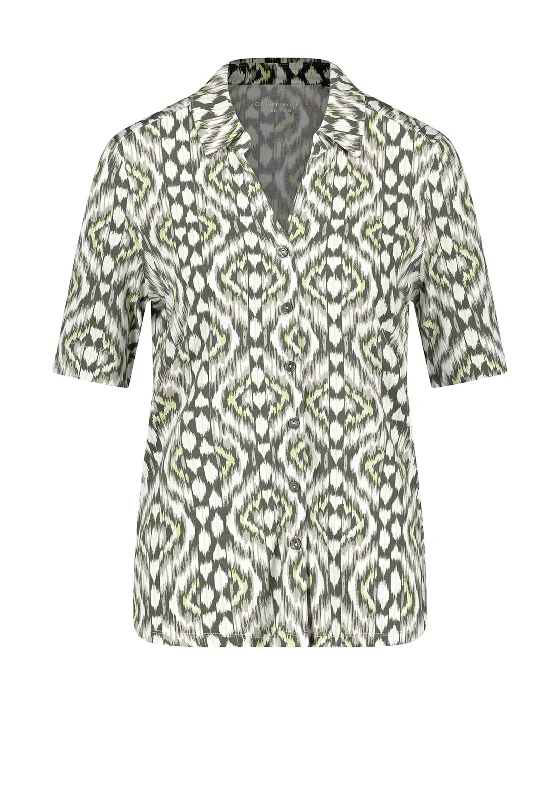 Weekend Deals to Make You Happy Gerry Weber Print Stretch Short Sleeve Blouse, Green