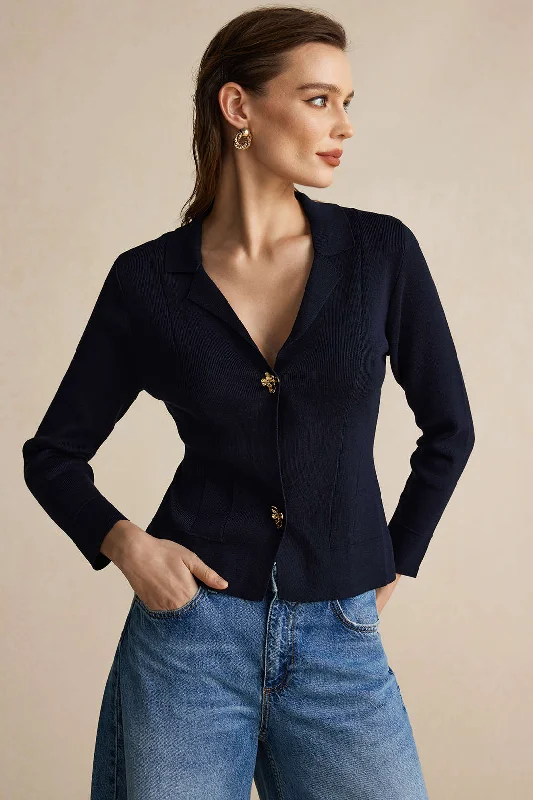 Loyalty Reward Sweater Button V-Neck Long-Sleeve Top