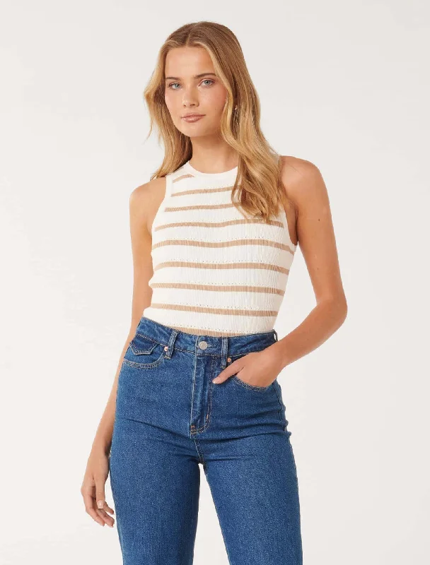 Crazy Savings Ariel Placement Stripe Knitted Tank Top