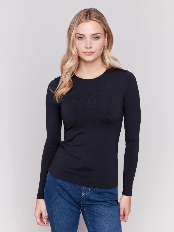 Amazing Deals Long Sleeve Super Stretch Top - Black