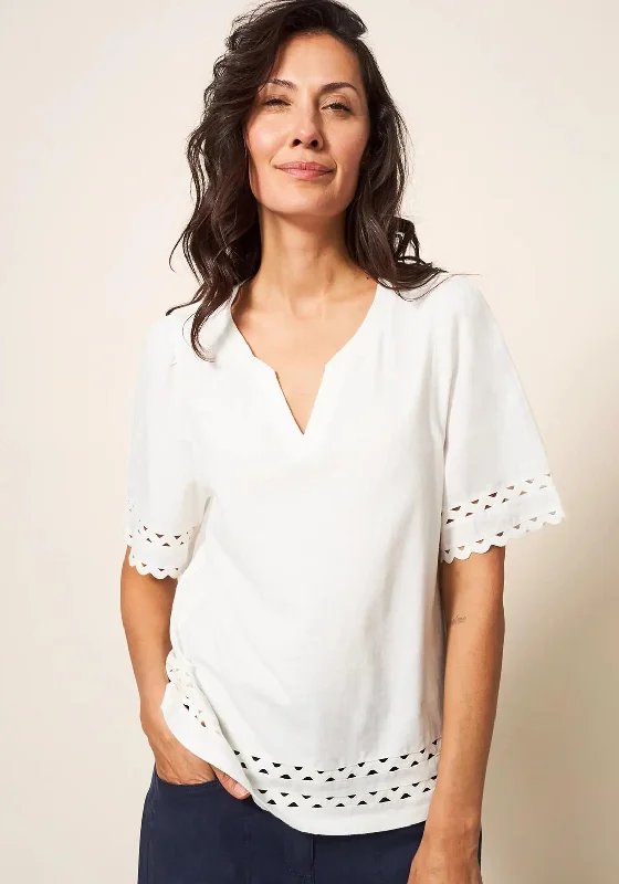 Exclusive Offer White Stuff Sage Embroidery Trim Top, White